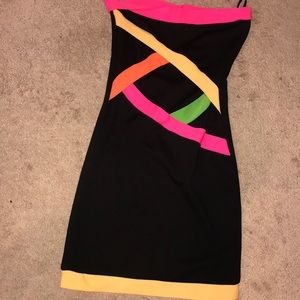 Neon Strapless Mini Dress